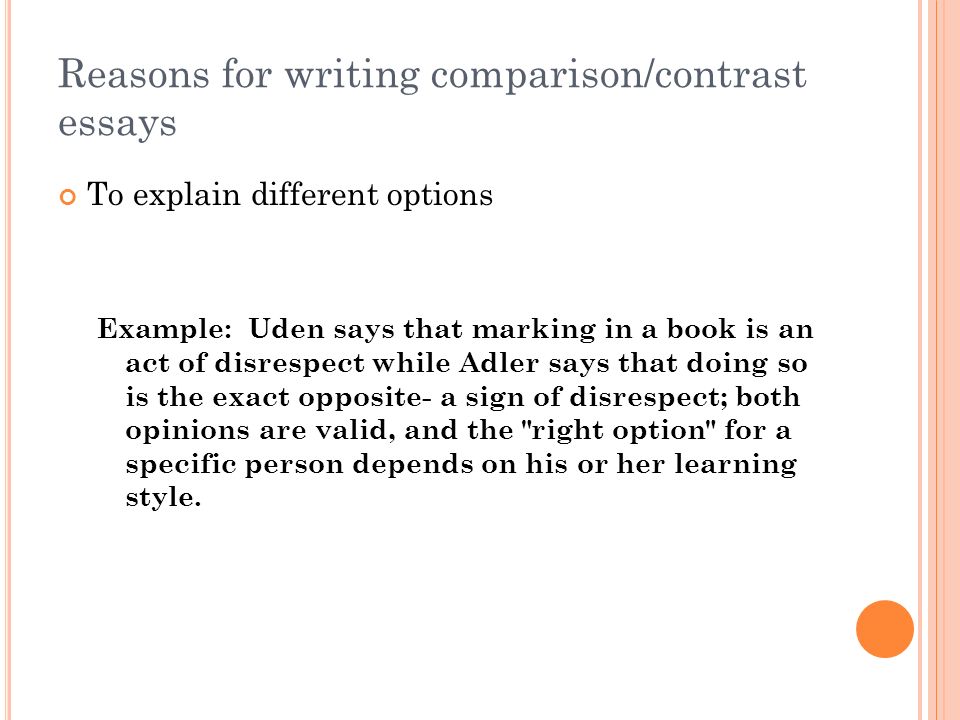 Block style comparison essay